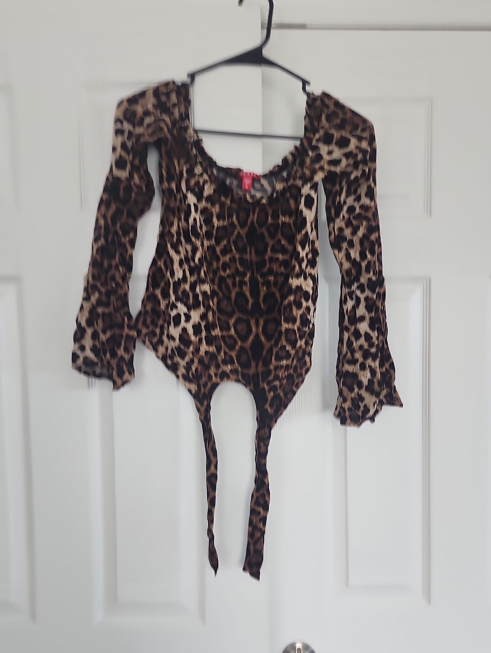 Guess Leopard-Print Long Sleeve Bodysuit in Brown